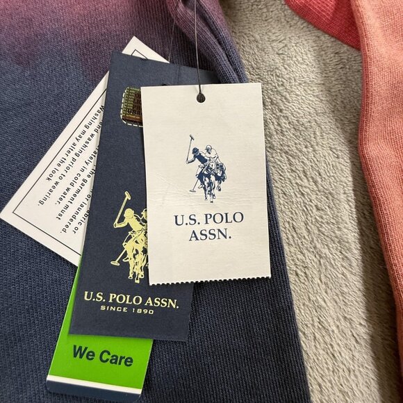 US Polo Assn Sweater Boys 2XL Red Blue Crewneck Pullover Dip Dye Logo Preppy - Picture 4 of 13